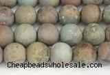 CNS346 15.5 inches 8mm round matte serpentine jasper beads