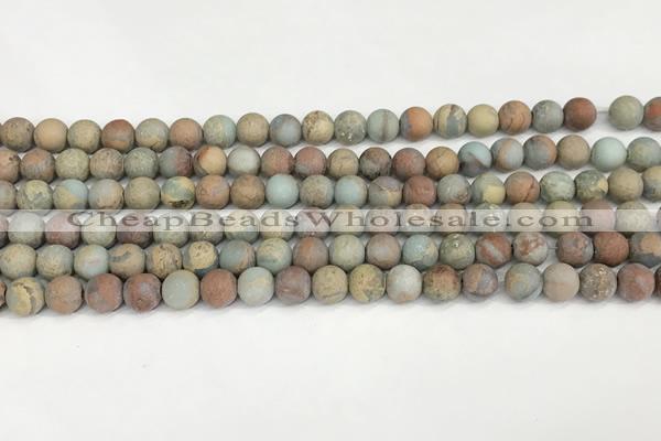 CNS346 15.5 inches 8mm round matte serpentine jasper beads