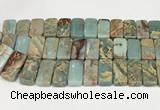 CNS353 7.5 inches 10*20mm rectangle double drilled serpentine jasper beads