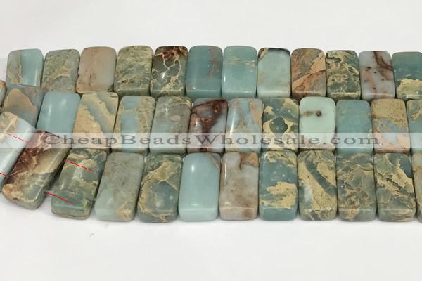 CNS353 7.5 inches 10*20mm rectangle double drilled serpentine jasper beads