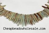 CNS355 Top drilled 5*15mm - 6*45mm sticks serpentine jasper beads