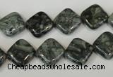 CNS428 15.5 inches 12*12mm diamond natural serpentine jasper beads