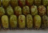 CNS614 15.5 inches 8*14mm rondelle green dragon serpentine jasper beads