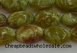 CNS632 15.5 inches 12*16mm oval green dragon serpentine jasper beads