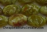 CNS633 15.5 inches 13*18mm oval green dragon serpentine jasper beads