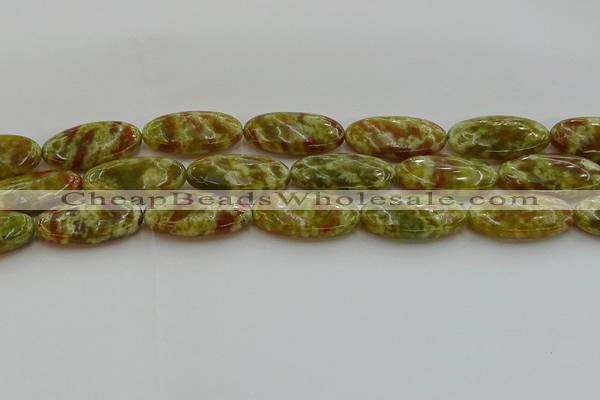 CNS636 15.5 inches 15*30mm oval green dragon serpentine jasper beads