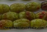 CNS641 15.5 inches 7*12mm rice green dragon serpentine jasper beads