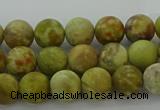 CNS650 15.5 inches 6mm round matte green dragon serpentine jasper beads