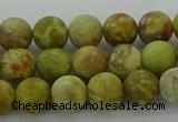 CNS651 15.5 inches 8mm round matte green dragon serpentine jasper beads