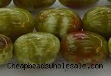 CNS664 15.5 inches 13*18mm drum green dragon serpentine jasper beads