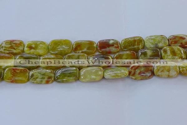 CNS673 15.5 inches 15*20mm rectangle green dragon serpentine jasper beads