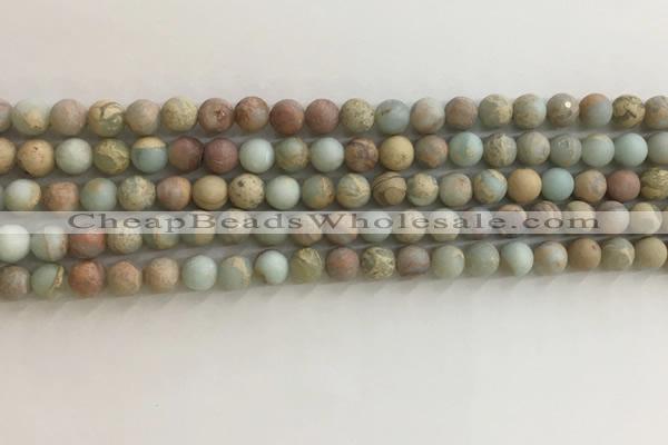 CNS706 15.5 inches 4mm round matte serpentine jasper beads