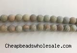 CNS709 15.5 inches 10mm round matte serpentine jasper beads