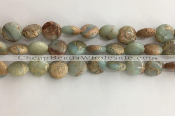 CNS721 15.5 inches 12mm flat round serpentine jasper beads wholesale