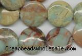 CNS83 15.5 inches 20mm flat round natural serpentine jasper beads