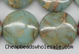 CNS84 15.5 inches 25mm flat round natural serpentine jasper beads