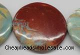 CNS88 15.5 inches 55mm flat round natural serpentine jasper beads