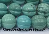 CNT540 15.5 inches 10mm carved round turquoise gemstone beads