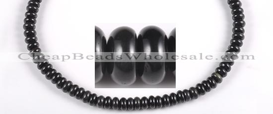 COB08 15.5 inches 4*8mm rondelle black obsidian gemstone beads wholesale