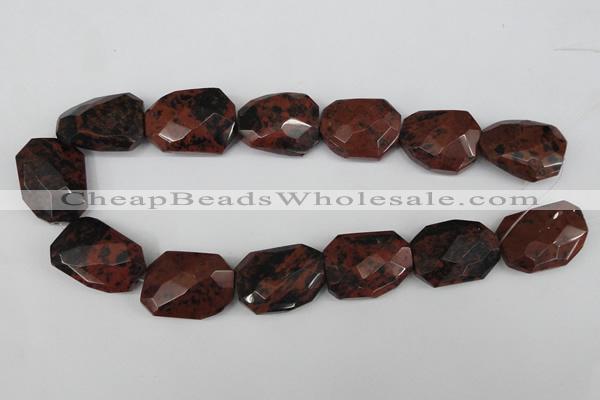 COB103 22*32mm twisted & faceted rectangle mahogany obsidian beads