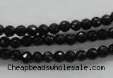 COB351 15.5 inches 5mm faceted round black obsidian beads