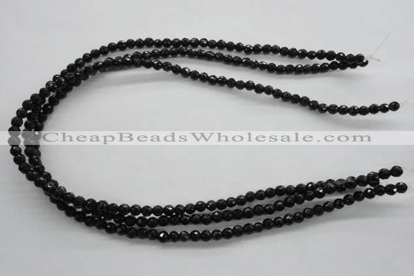 COB351 15.5 inches 5mm faceted round black obsidian beads