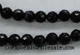 COB353 15.5 inches 8mm faceted round black obsidian beads