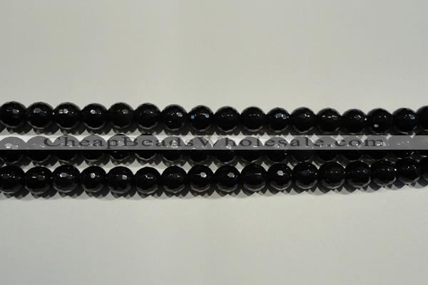 COB452 15.5 inches 8mm faceted round black obsidian beads