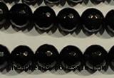 COB453 15.5 inches 10mm faceted round black obsidian beads