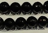 COB454 15.5 inches 12mm faceted round black obsidian beads