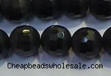 COB473 15.5 inches 6mm faceted round matte black obsidian beads