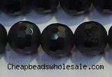 COB475 15.5 inches 10mm faceted round matte black obsidian beads