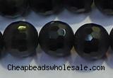 COB476 15.5 inches 12mm faceted round matte black obsidian beads