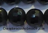 COB479 15.5 inches 18mm faceted round matte black obsidian beads