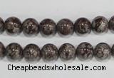 COB552 15.5 inches 8mm round red snowflake obsidian beads wholesale