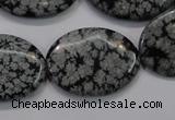 COB56 15.5 inches 22*30mm oval Chinese snowflake obsidian beads