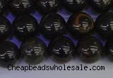 COB653 15.5 inches 10mm round gold black obsidian beads wholesale