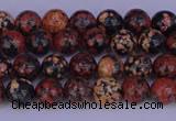 COB660 15.5 inches 4mm round red snowflake obsidian beads