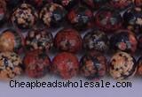 COB662 15.5 inches 8mm round red snowflake obsidian beads