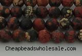 COB671 15.5 inches 6mm round matte red snowflake obsidian beads