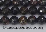 COB685 15.5 inches 6mm faceted round golden black obsidian beads