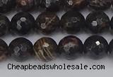 COB686 15.5 inches 8mm faceted round golden black obsidian beads