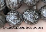 COB694 15.5 inches 12mm faceted round Chinese snowflake obsidian beads