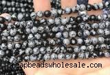 COB759 15.5 inches 6mm round snowflake obsidian beads wholesale