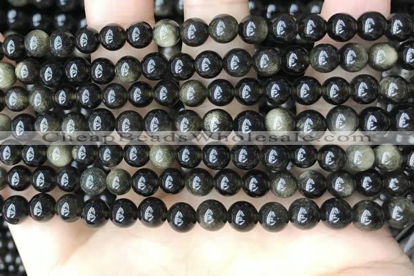 COB766 15.5 inches 6mm round golden obsidian beads wholesale