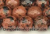 COB776 15 inches 8mm faceted round mahogany obsidian beads