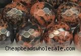 COB777 15 inches 10mm faceted round mahogany obsidian beads