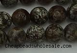 COB813 15.5 inches 10mm faceted round red snowflake obsidian beads