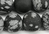 COB829 15 inches 12mm round matte snowflake obsidian beads