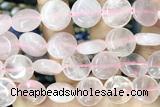 COIN111 15 inches 16mm coin rose quartz beads